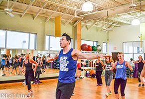 zumba group fitness class at inlet fitness virginia beach gym dancing