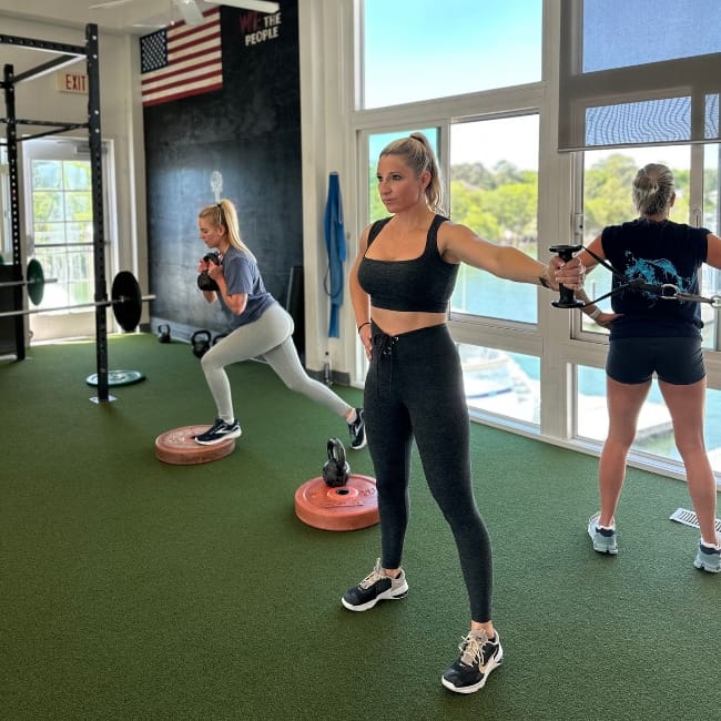 gym members train in a functional small group training area at inlet fitness in virginia beach