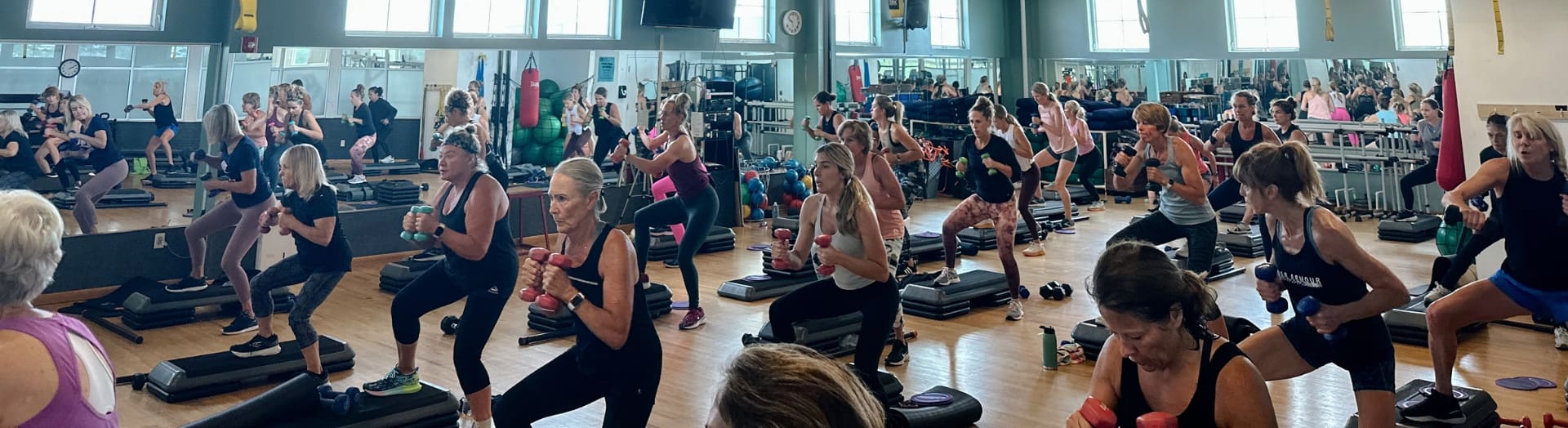 a hiit group exercise class at inlet fitness in virginia beach